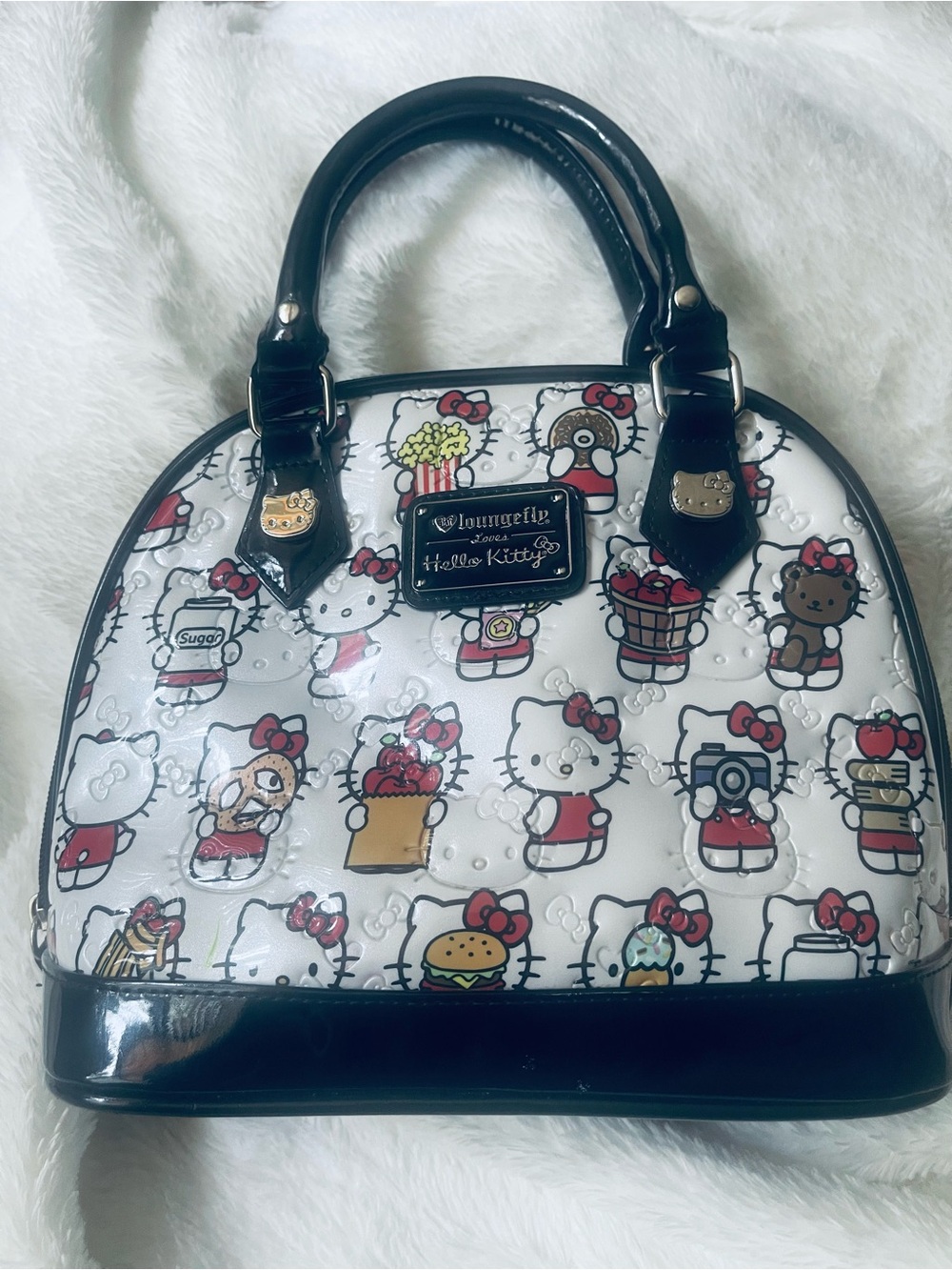 Loungefly White & Black Hello Kitty Dome Satchel